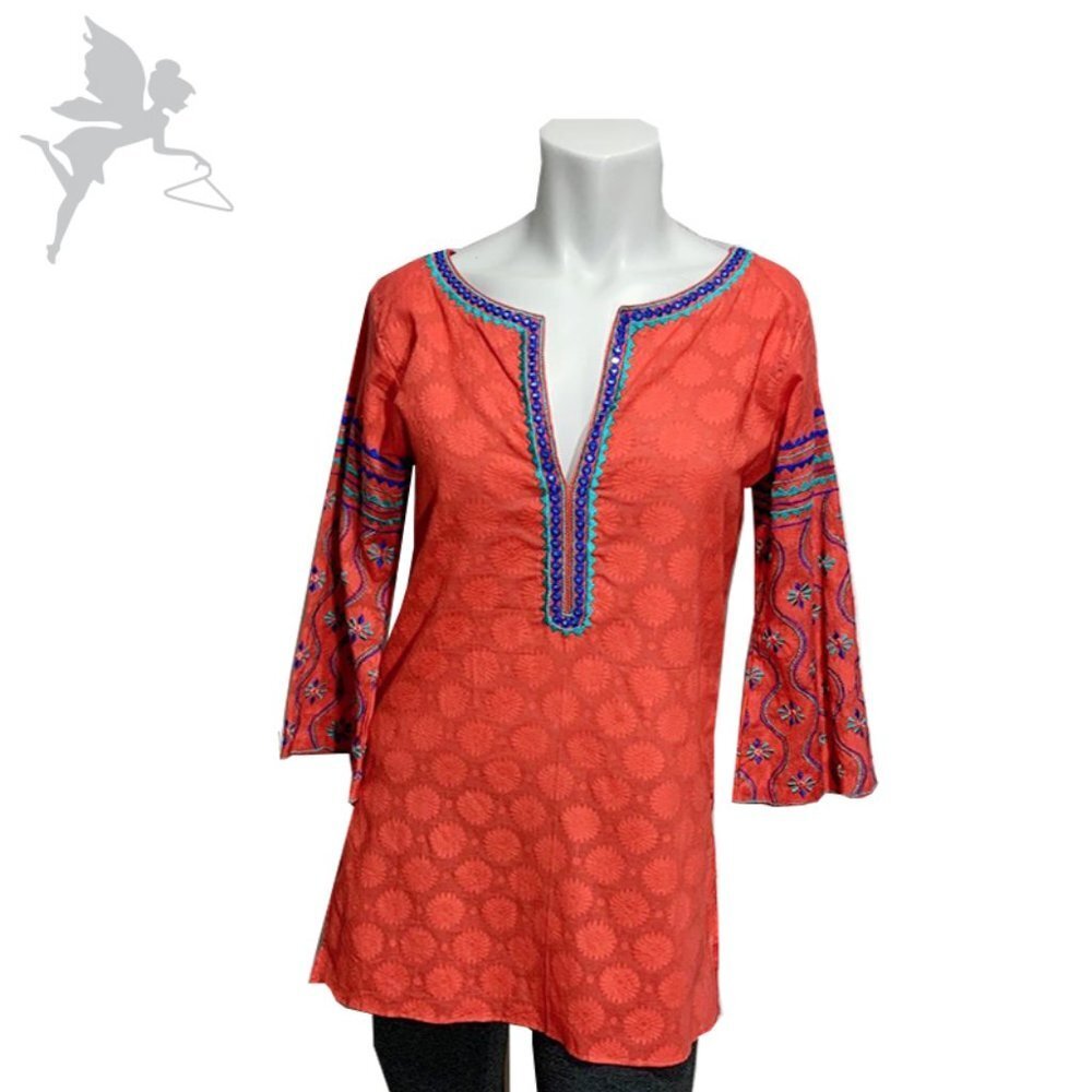 SULU Cotton Contrast Trim Tunic